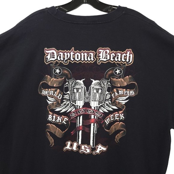 Bike Week 2009 Daytona Beach T Shirt Mens 3XL Double Sided Crew Neck Black Biker - Picture 13 of 16